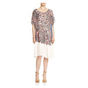 FRENCH CONNECTION Womens Pink Paisley Cap Sleeve Below The Knee Shift Dress XS